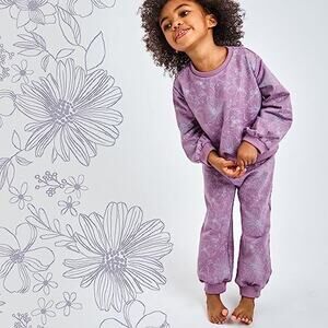 Honest Baby Two Piece Matching Sweatsuit sz 18 months Purple Floral Sweatsuit